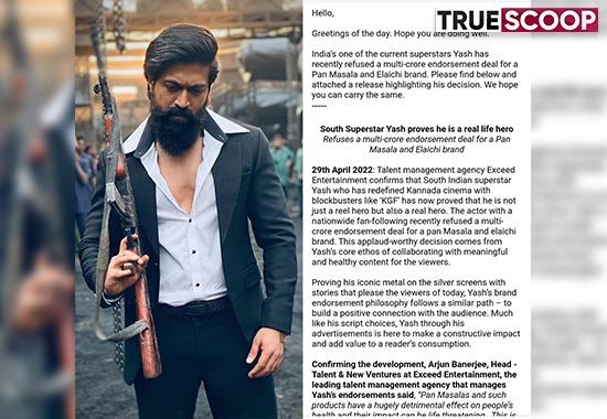 Pan Masala Ad: Know why KGF star Yash turn down a multi-crore offer for advertisement; In Detail
