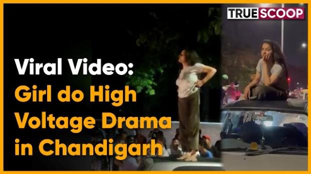 Chandigarh: Girl creates ruckus in Sector 11 after getting on the roof of the car, Viral Video
