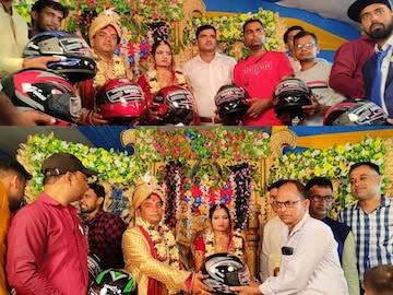 Bihar-Couple-Gifted-Helmets Chhapra-Couple-Gifted-Helmets Bihar-Road-Safety
