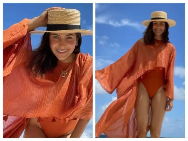 Anushka Sharma raises temperature in a tangerine monokini, clicks her 'own photos' in Maldives; Pics