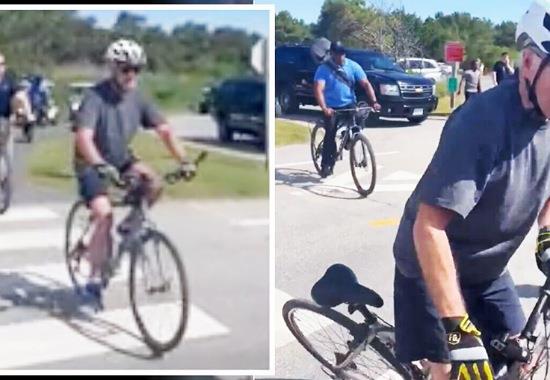 US President Biden falls while biking with the First Lady but remains unhurt