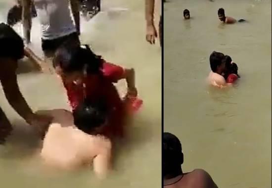 Ayodhya viral video, Ayodhya Saryu river viral video, Ayodhya Saryu Husband Wife Viral Video, Ayodhya Husband Kissing Wife Viral Video, Saryu River Husband Kiss Wife, India News, India News Today, India News Live, India Live Updates- True Scoop