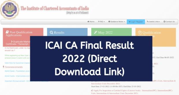 CA Final Results 2022, Link and Steps to views scorecard, How to Download PDF