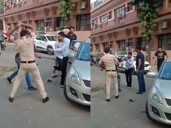 Mohali: 2 Punjab Police personnel suspended for mercilessly beating youths on street in viral video; Watch
