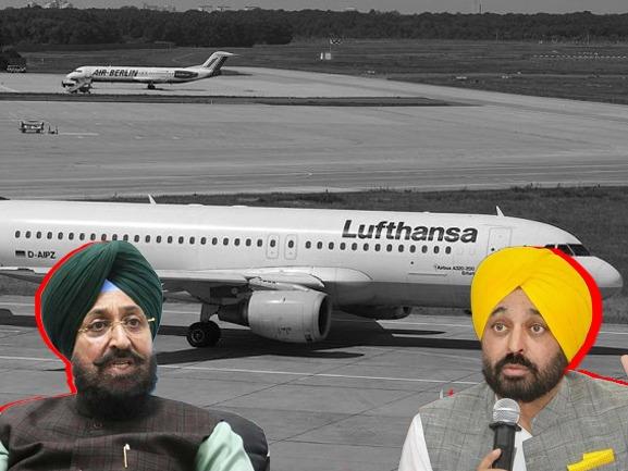 Bhagwant-Mann-deplaning Bhagwant-Mann-deplaning-row Bhagwant-Mann-Pratap-Bajwa-Lufthansa-Deplaning