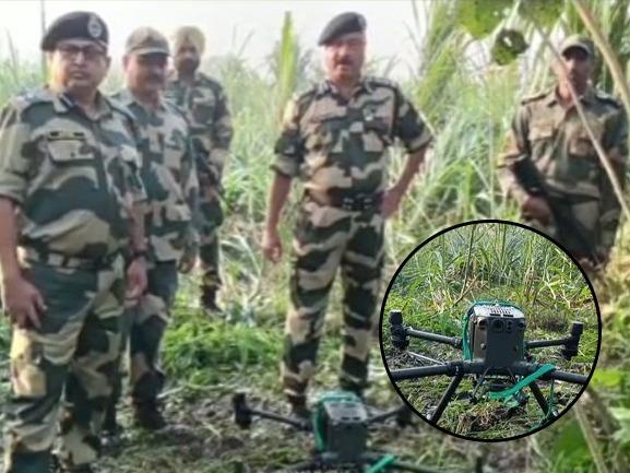 Drone-shot-down Shahpur-border-drone BSF-personnel-brings-down-drone