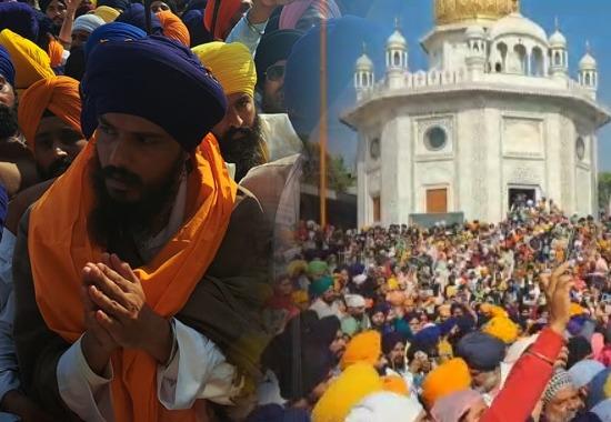 Amritsar: Massive crowd erupts at Amritpal Singh's Khalsa Vaheer; Watch video