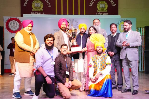 Chief Minister Bhagwant Mann honoured LPU Students with trophy at Punjab's inter-university youth festival