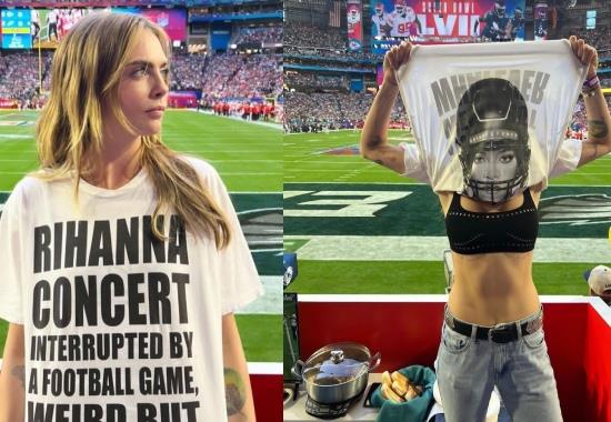 Super Bowl 2023 2nd quarter: Cara Delevingne strips T-shirt in stands for 'Rihanna Concert; Fans react