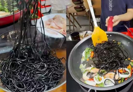 black-noodles-video black-noodles thai-dish-made-of-black-noodles