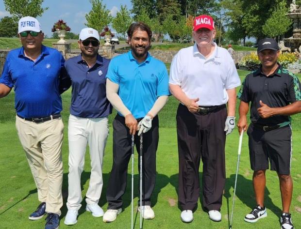 'Helicopter Shot meets Golf Shot': MS Dhoni takes on Donald Trump at National Golf Club Bedminster; Fans go gaga