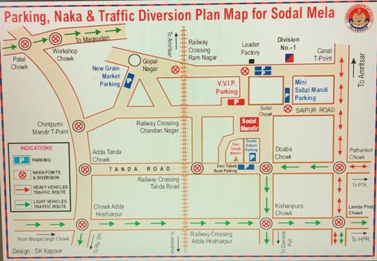 Traffic Police announces altered routes and parking arrangements for Shri Siddh Baba Sodal Mela in Jalandhar